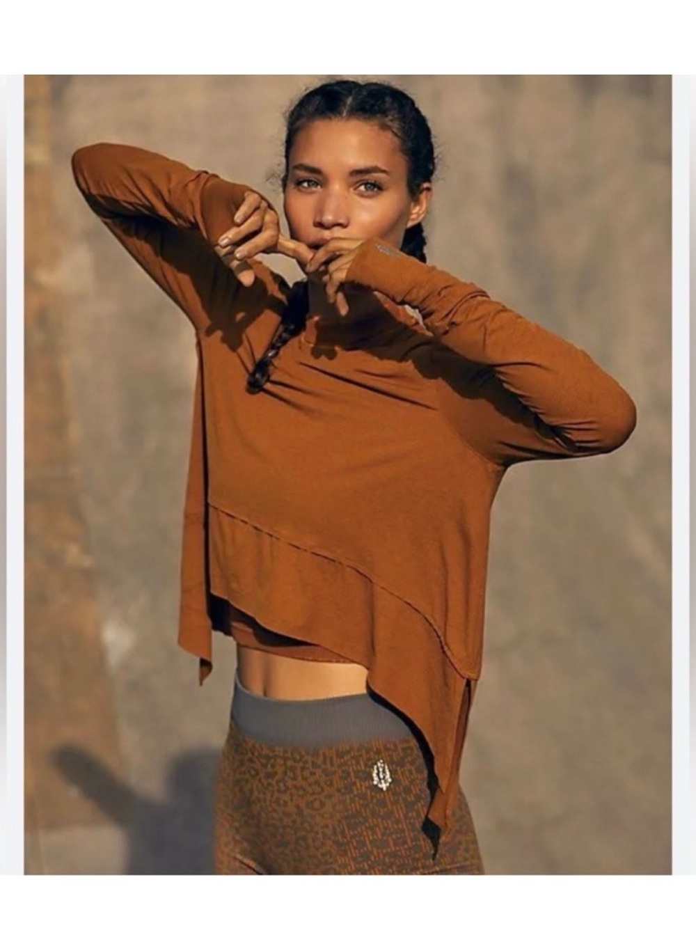 FP Movement Tempo Long-Sleeve Tee - Russet Orange Shirt Small